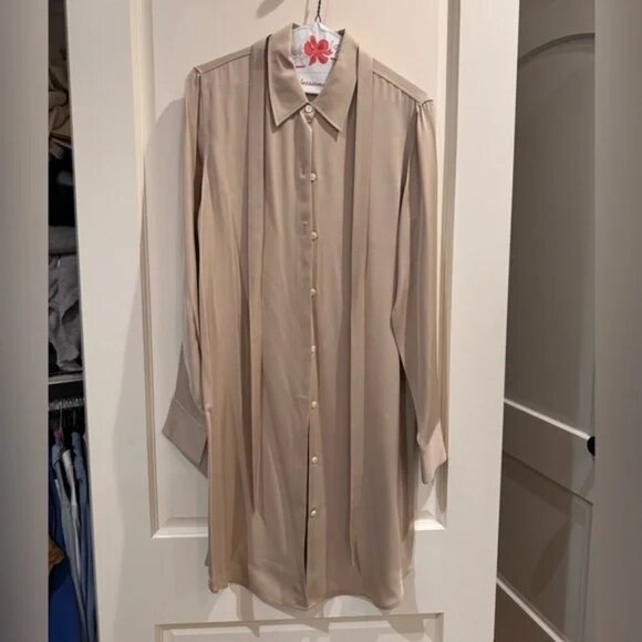 Theory silk shirt dress with detachable tie - Picture 1 of 3